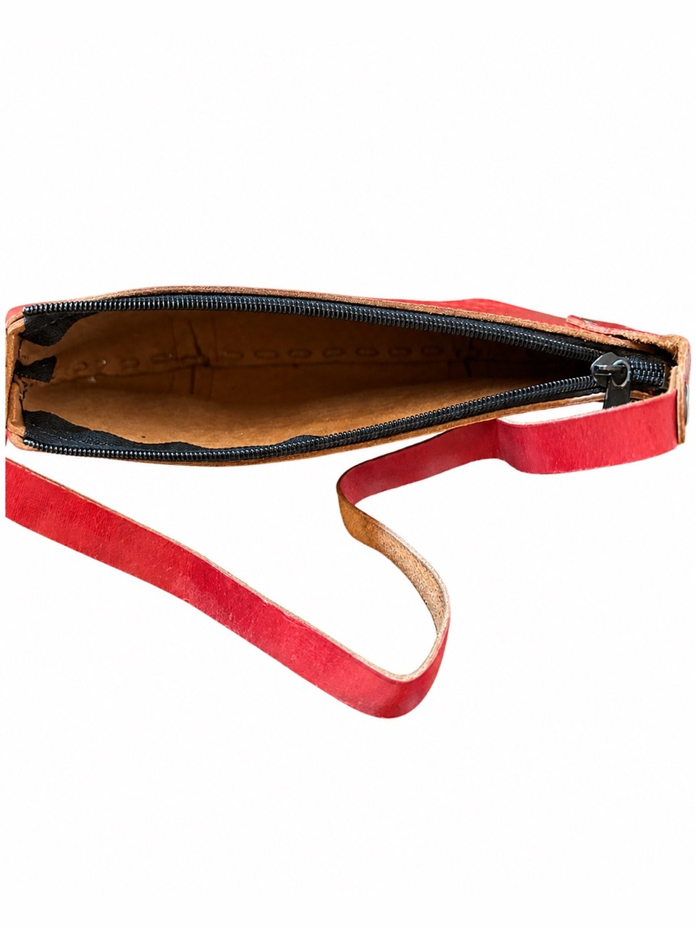 Red Embossed Floral Leather Shoulder Bag Artisan Boho Purse - Picture 2 of 3